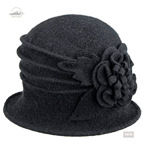 Vintage Wool Cloche Hat Adjustable Derby Style Winter Sun Protection main image 5